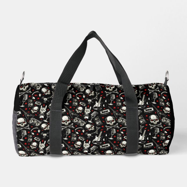 Retro Heavy Metal Pattern Duffle Bag (Back)
