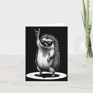 Retro Hedgehog Rock Music Men Kids Women Funny Ani Card