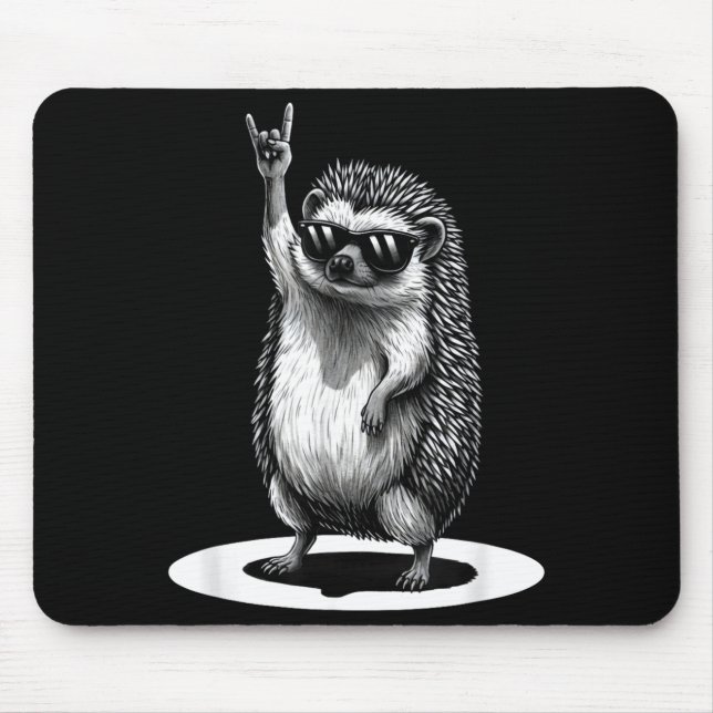 Retro Hedgehog Rock Music Men Kids Women Funny Ani Mouse Pad (Front)
