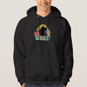 Retro Hello 1st Grade Teacher Student Floral Rainb Hoodie