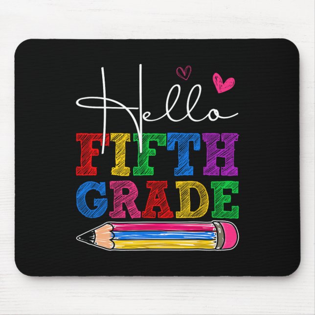 Retro Hello 5th Grade First Day Of School Boys Gir Mouse Pad (Front)