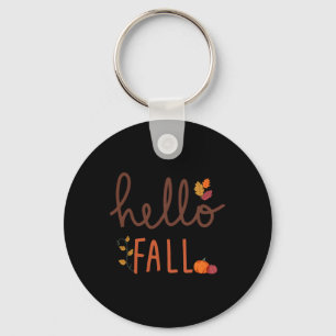 Retro Hello Fall Leopard Pumpkin Autumn Season Tha Key Ring
