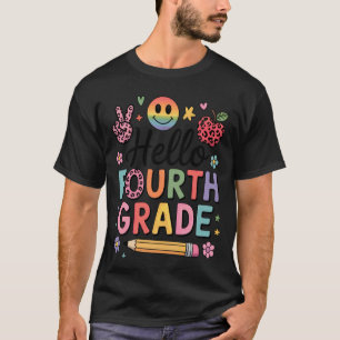 Retro Hello Fourth Grade Graphic for Kids and Teac T-Shirt