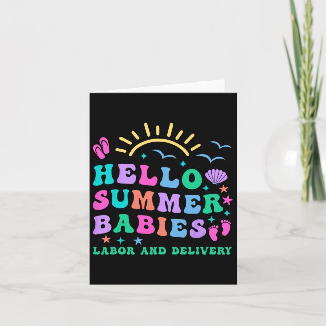 Retro Hello Summer Babies Labour And Delivery Nurs Card (Front)