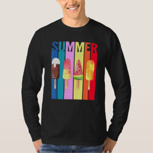 Retro Hello Summer Popsicle Ice Cream Summer Beach T-Shirt