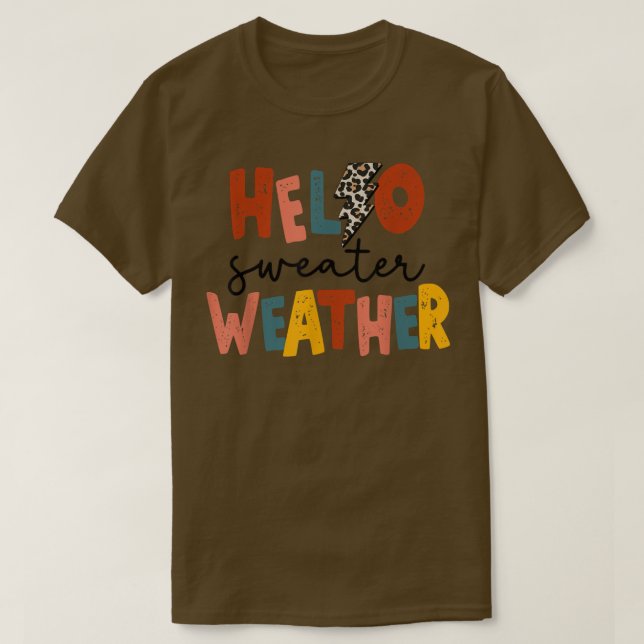 Retro Hello Sweater Weather Lightning Bolt Happy F (Design Front)