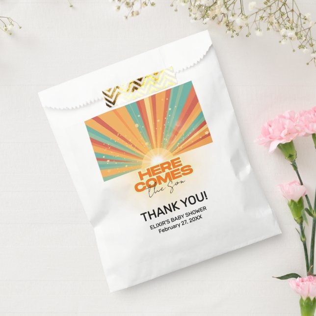 Retro Here Comes The Son Baby Shower Favour Bags (Sealed)