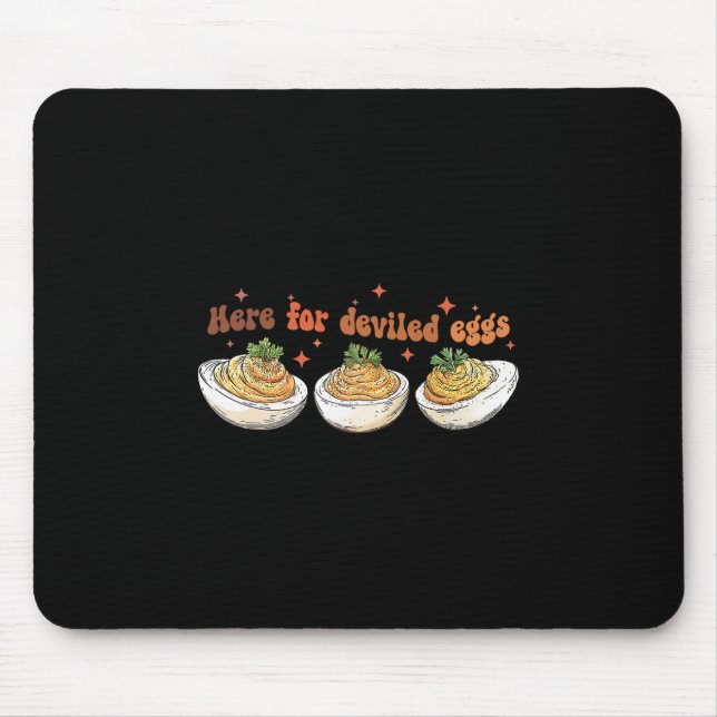 Retro Here For Deviled Eggs Thanksgiving Men Women Mouse Pad (Front)