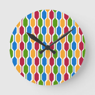 Retro Hexagon Round Clock