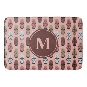 Retro Hexagons Salmon Pink Bath Mat