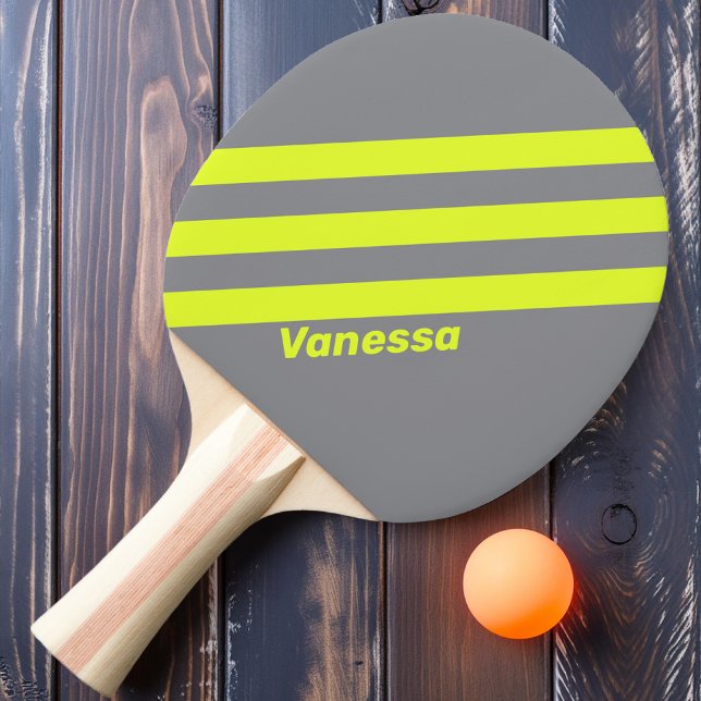 Retro HI VIS Three Stripes with Name Ping Pong Paddle (Creator Uploaded)