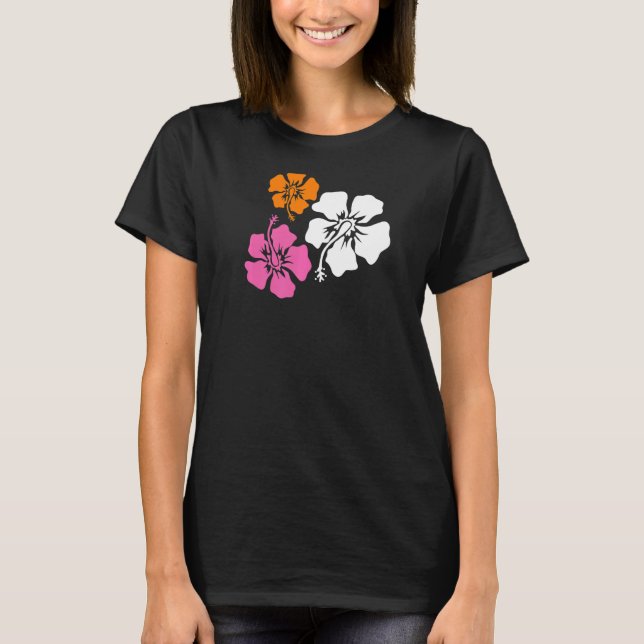 Retro Hibiscus Pattern Y2k Aesthetic 2000s Inspire T-Shirt (Front)