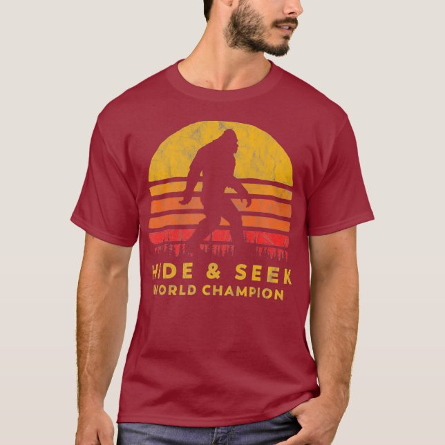 Retro Hide  Seek World Champ Bigfoot Sun T-Shirt (Front)