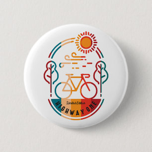 Retro Highway One Bike Trail 6 Cm Round Badge