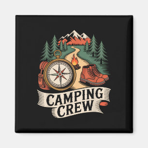 Retro hiking camping crew outdoor team director magnet