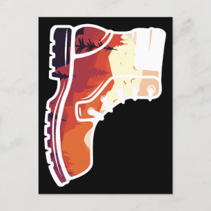 Retro Hiking Shoe Landscape - Wilderness Sunset Postcard