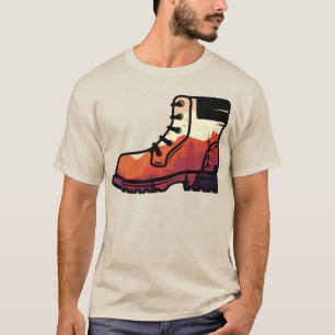Retro Hiking Shoe Landscape - Wilderness Sunset T-Shirt
