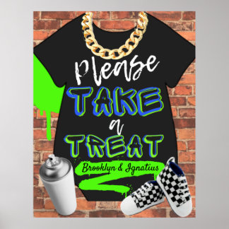 Retro Hip Hop Baby Shower Urban Treat Sign