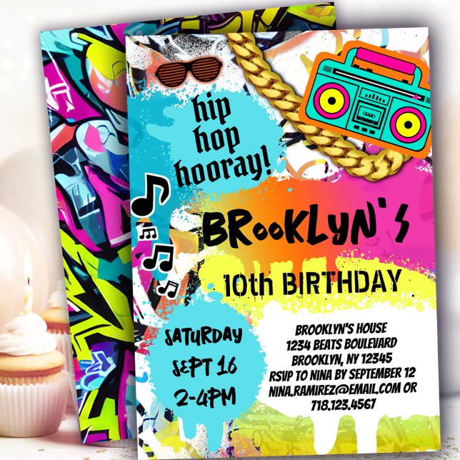 Retro Hip Hop Birthday Party Invitation (Creator Uploaded)