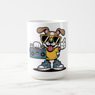 Retro Hip Hop Dog: Cool Cartoon Puppy Coffee Mug