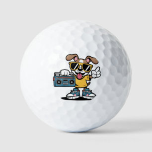 Retro Hip Hop Dog: Cool Cartoon Puppy Golf Balls