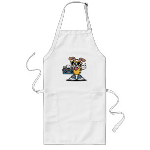 Retro Hip Hop Dog: Cool Cartoon Puppy Long Apron