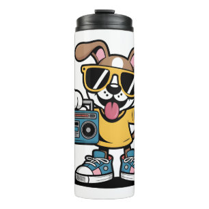 Retro Hip Hop Dog: Cool Cartoon Puppy  Thermal Tumbler