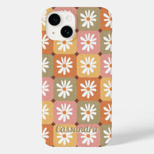 Retro Hippie 1960s 1970s Daisy Floral Pink Orange  Case-Mate iPhone 14 Case