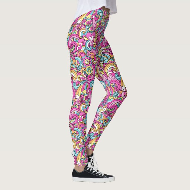 Retro Hippie 60's Pattern Leggings (Right)