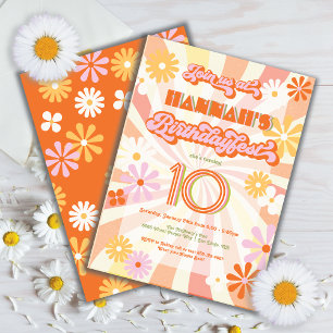 Retro Hippie 70's 60's Birthday Fest Party Invitation