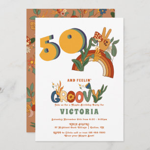 Retro Hippie 70's Groovy Birthday Party Invitation