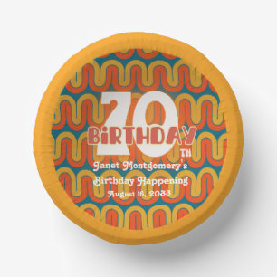 Retro Hippie Abstract 1960's 70th Birthday  Paper Plate