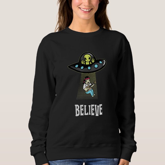 RETRO HIPPIE ALIEN BELIEVE Hippie Hippy Sweatshirt (Front)