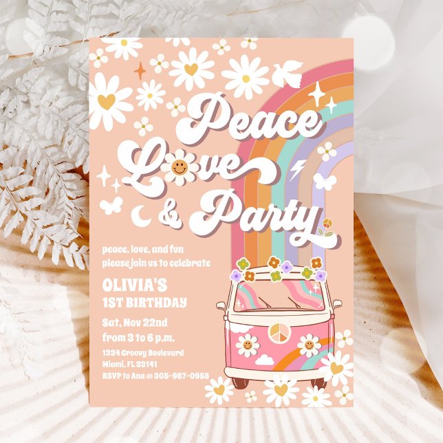 Retro Hippie Birthday Invitation (Creator Uploaded)