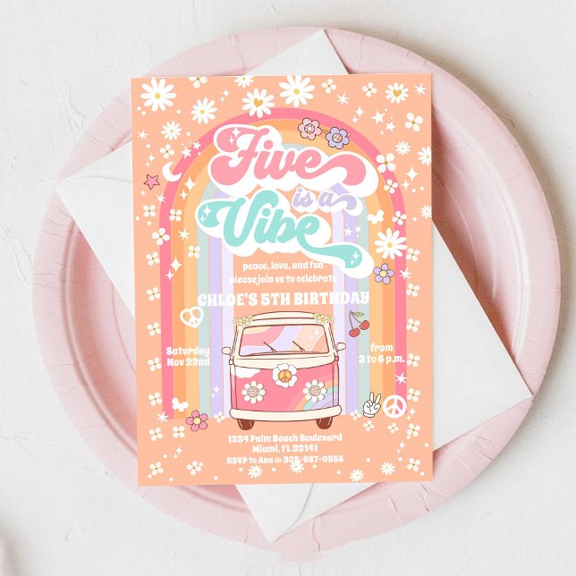 Retro Hippie Birthday Invitation (Creator Uploaded)