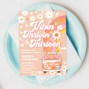 Retro Hippie Birthday Invitation