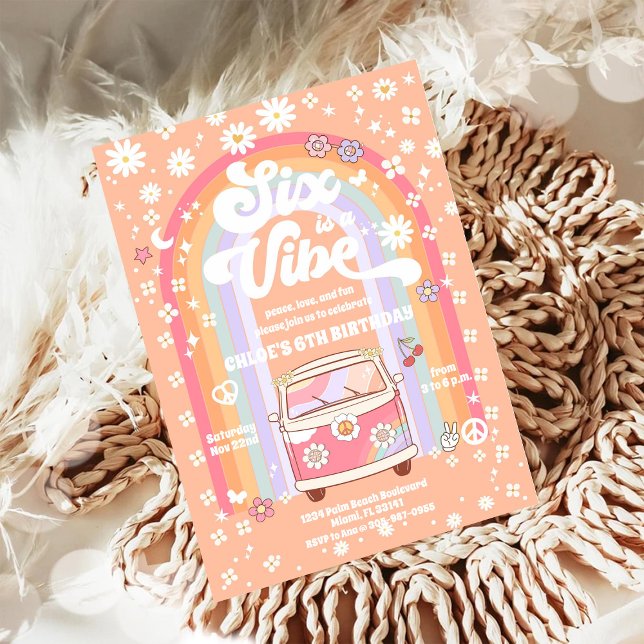 Retro Hippie Birthday Invitation (Creator Uploaded)