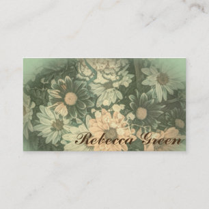 retro hippie bohemian summer daisy wedding business card