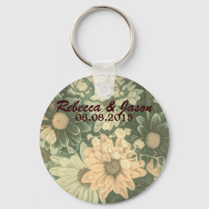 retro hippie bohemian summer daisy wedding key ring
