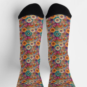 Retro Hippie: Bright Flowers Socks