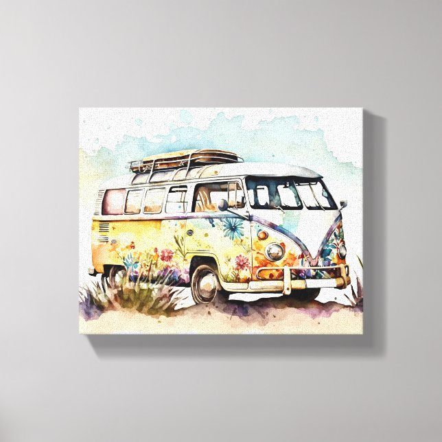 Retro Hippie Bus Canvas Print (Front)
