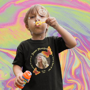 Retro Hippie Butterfly 70th Photo Birthday Baby T-Shirt
