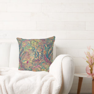 Retro Hippie: Colourful Mosiac Throw Pillow