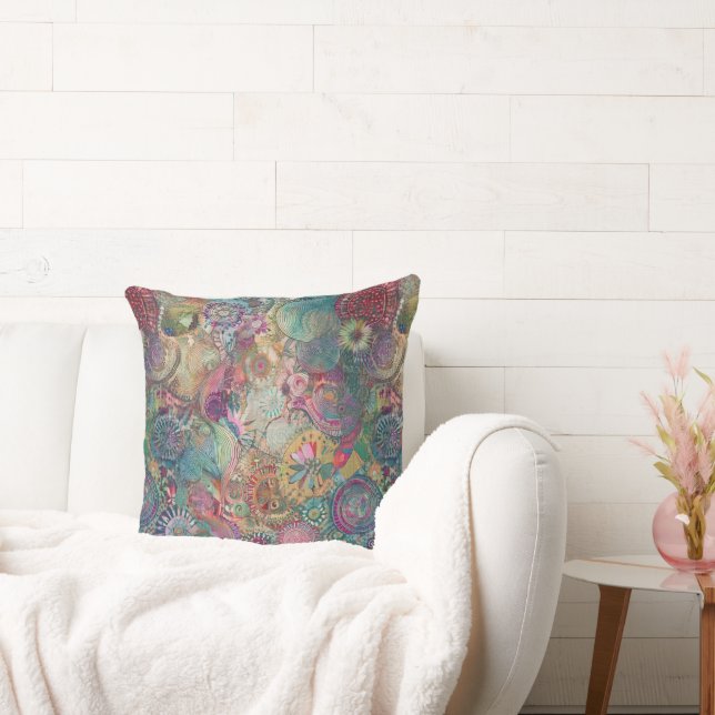 Retro Hippie: Fantasy Square Pillow (Couch)