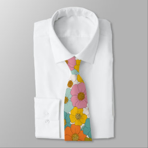 Retro Hippie Floral Birthday Tie