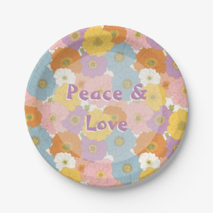 Retro Hippie Floral  Paper Plate