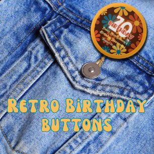 Retro Hippie Flower 70th Birthday  3 Cm Round Badge