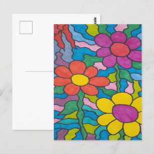 Retro Hippie Flower Postcard