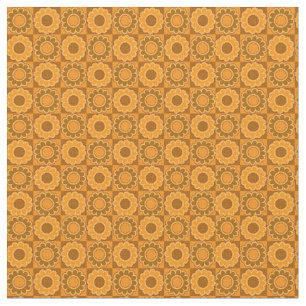 Retro hippie flower power brown orange yellow fabric