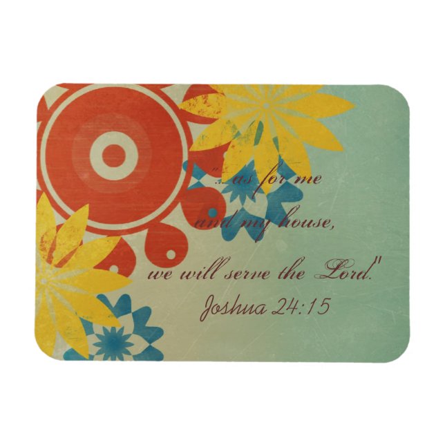 Retro Hippie Flowers Magnet (Horizontal)